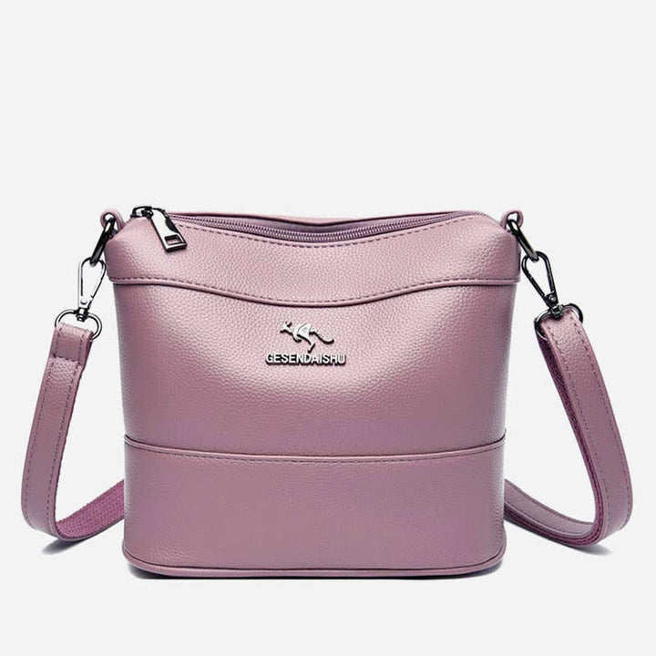 Leder-Beuteltasche für Damen, kleine Umhängetasche mit Crossbody-Gurt
