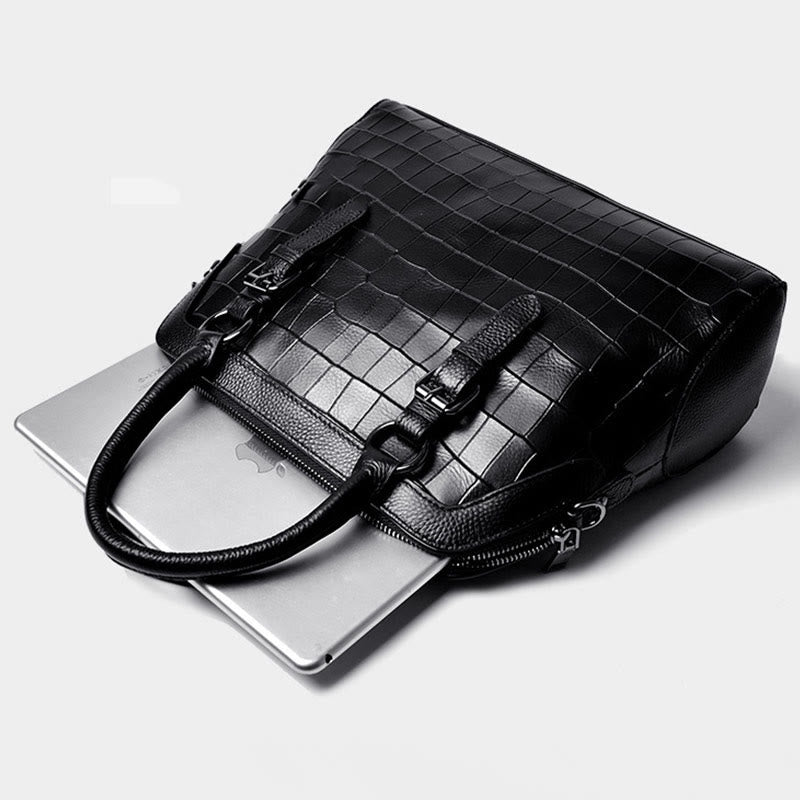Elegante Handtasche Umhängetasche aus Leder mit Krokodilmuster in reiner Farbe