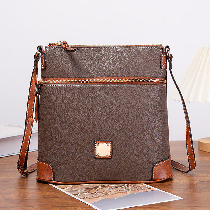 Umhängetasche für Damen, mehrfarbige Ledertasche mit Lychee-Grain-Textur