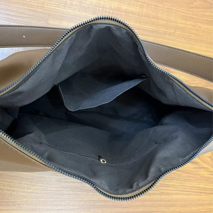 Damen Handtasche aus weichem Leder mit breiten Riemen, Vintage-Umhängetasche