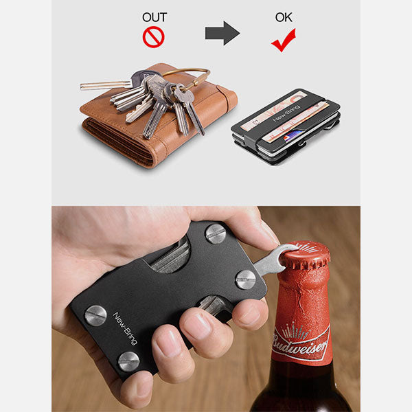 EDC RFID Aluminium Multifunktions-Schlüsselanhänger Kartenhalter Geldbörse