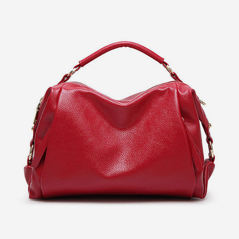 Damen Umhängetasche, elegante Handtasche mit großem Fassungsvermögen, veganes Leder, Boston-Tasche