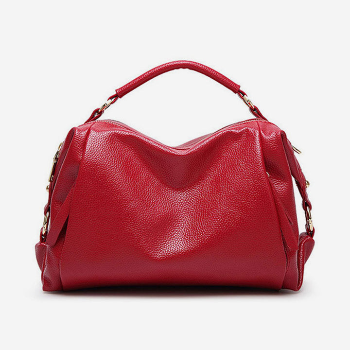Damen Umhängetasche, elegante Handtasche mit großem Fassungsvermögen, veganes Leder, Boston-Tasche