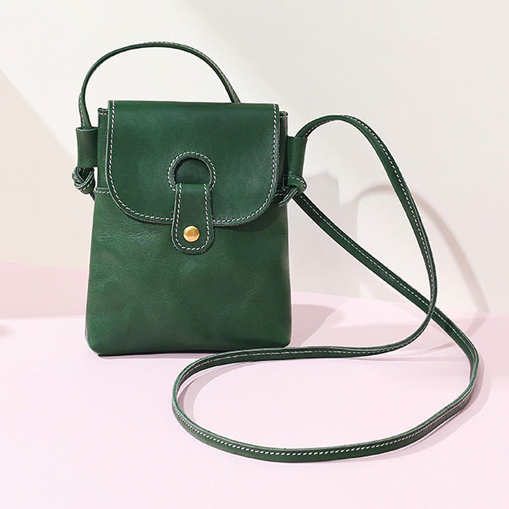 Handytasche für Damen, weiches Echtleder, minimalistische Umhängetasche
