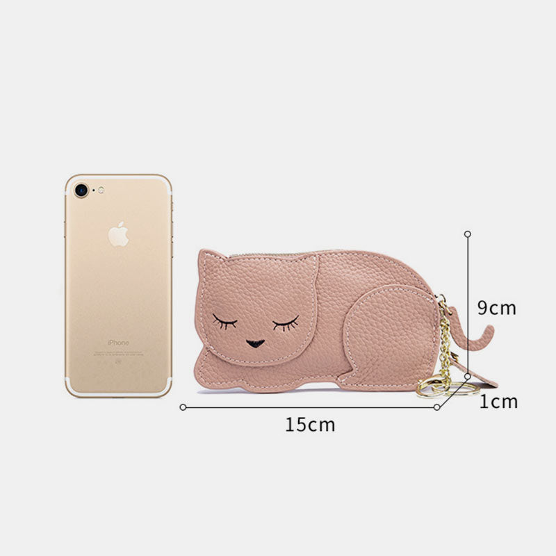 Süßes schmales Münzportemonnaie mit Katze