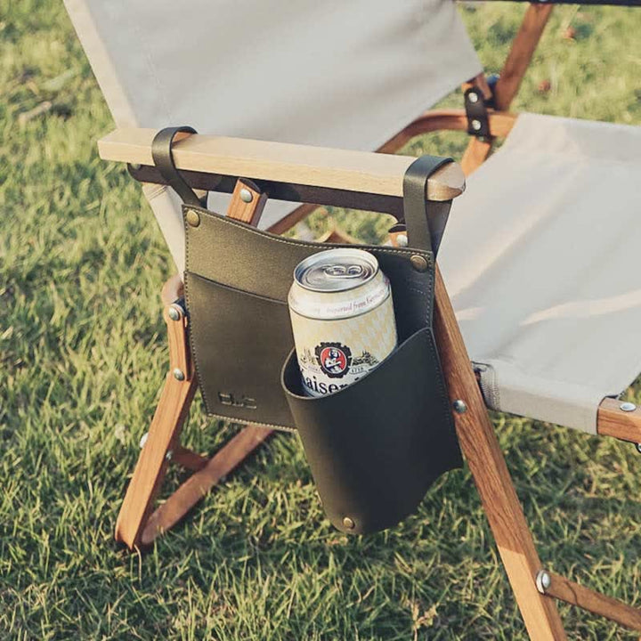Tragbarer Outdoor-Lederstuhl-Armlehnen-Organizer Bottler-Halter für Camping-Reisen