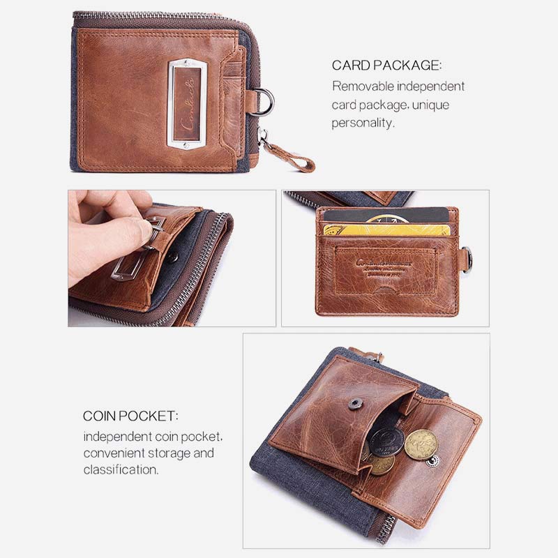 Vintage Leder Geldbörse Super geräumige bifold Kurze Geldbörse für Männer