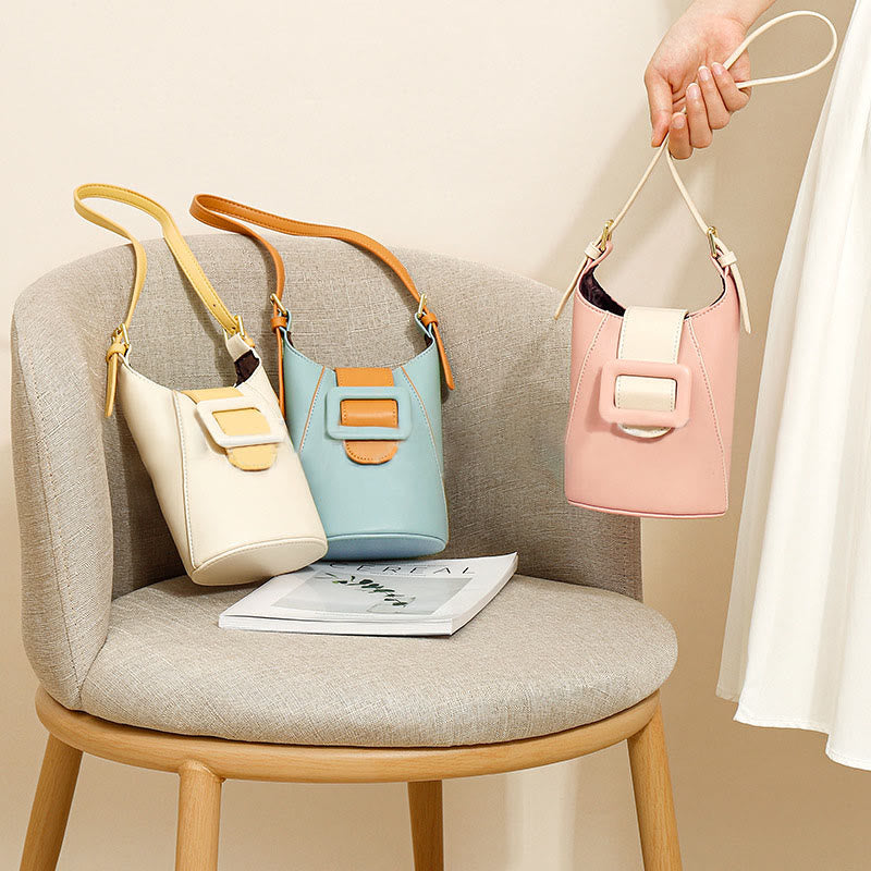 Umhängetasche für Damen, zum Einkaufen, minimalistische Eimer-Mini-Telefontasche