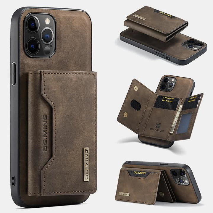 2 in 1 magnetische Brieftasche Handyhülle für iPhone PU Leder Trifold Brieftasche Hülle