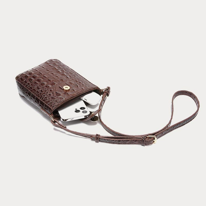 Umhängetasche für Damen, Retro-Krokodilmuster, Handytasche