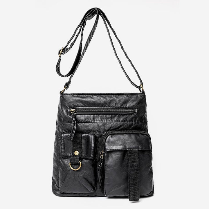 Umhängetasche für Damen, gewaschene, lässige Schultertasche aus Denim-Leder