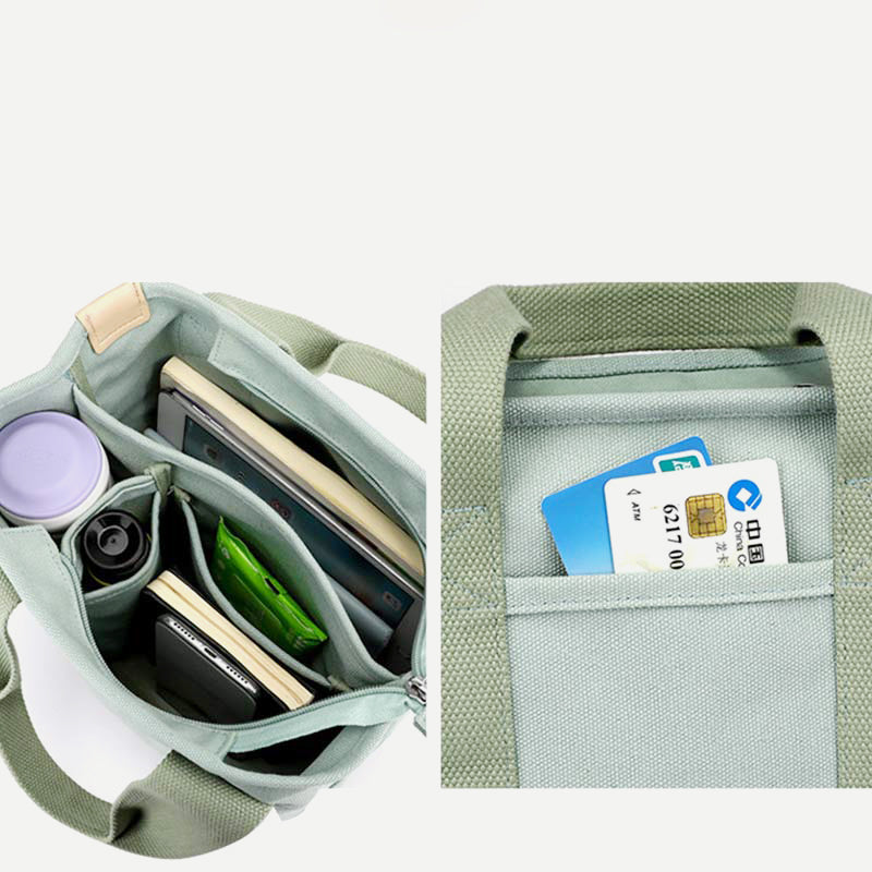 Handtasche mit mehreren Taschen für Damen, lässige Tragetasche aus Canvas, Geldbörse für den täglichen Gebrauch