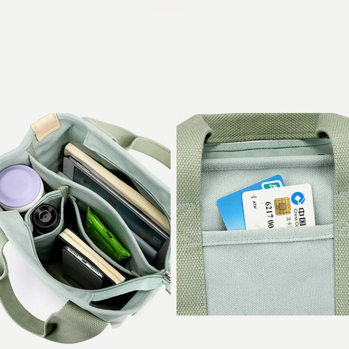 Handtasche mit mehreren Taschen für Damen, lässige Tragetasche aus Canvas, Geldbörse für den täglichen Gebrauch
