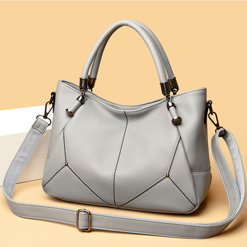 Weiche Lederhandtasche für Damen, verstellbarer breiter Riemen, minimalistische Umhängetasche