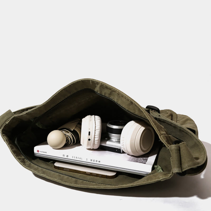 Umhängetasche aus Canvas mit mehreren Taschen für Damen, Retro, leichte Schultertasche
