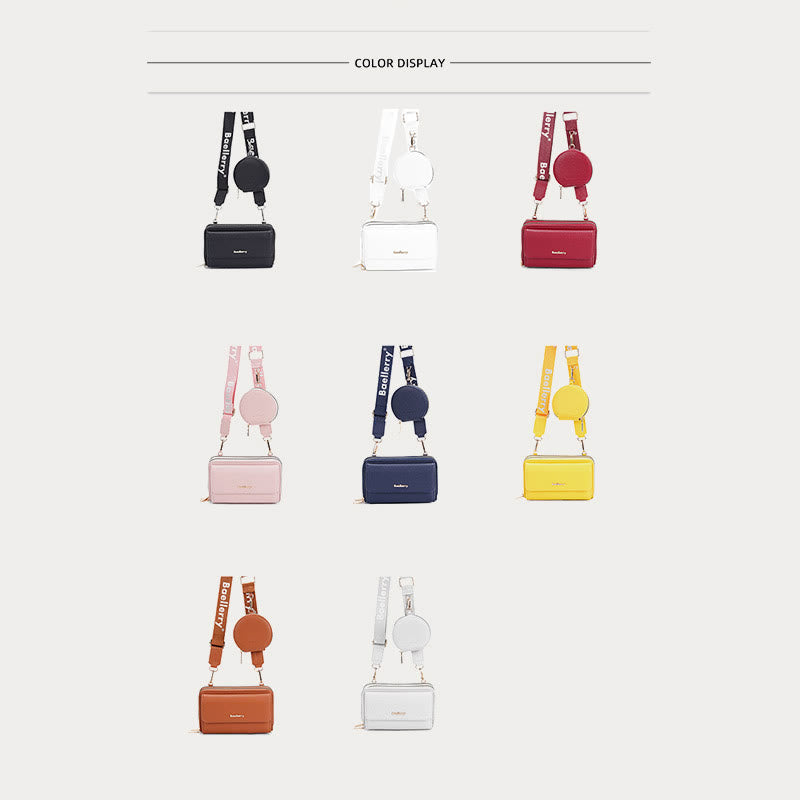 Handytasche für Damen mit Lychee-Muster und Alphabet-Trägern, Umhängetasche