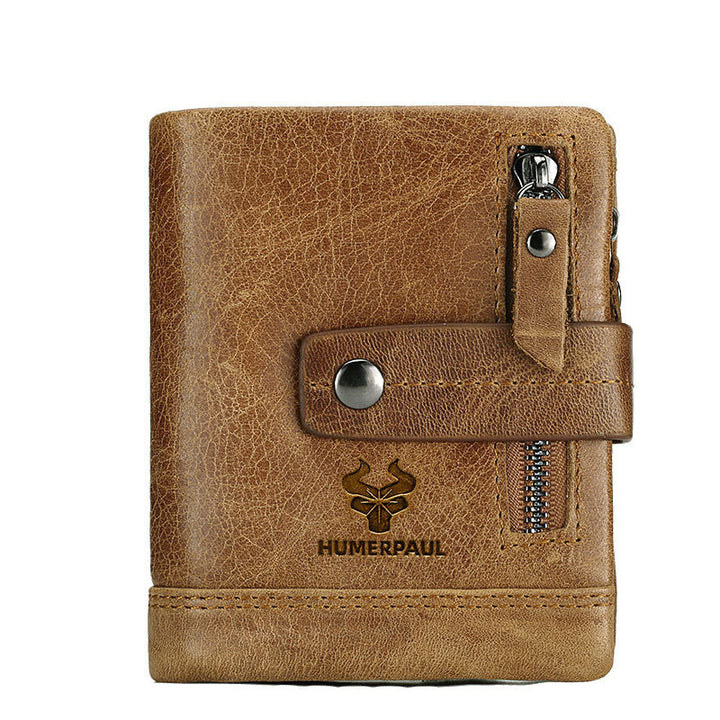 Retro-Geldbörse für Herren aus echtem Leder mit Kartenhalter und herausnehmbarem Münzfach