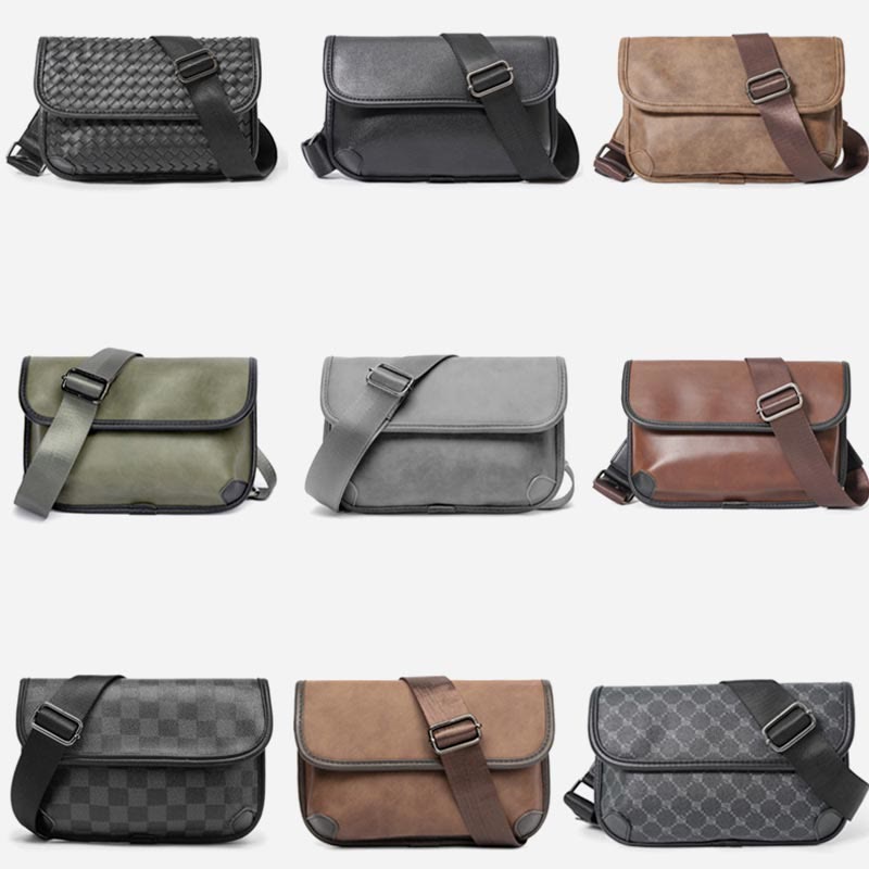 Umhängetasche für Unisex, minimalistische, quadratische Schultertasche aus PU-Leder