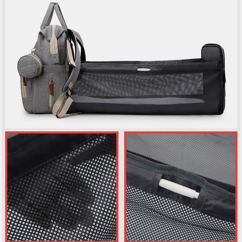 Multifunktionale Mama-Tasche mit Kinderbett, einfacher wasserdichter Oxford-Rucksack
