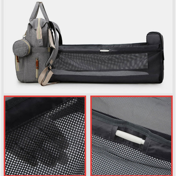 Multifunktionale Mama-Tasche mit Kinderbett, einfacher wasserdichter Oxford-Rucksack