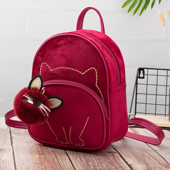 Mini-Rucksack mit aufgesticktem Katzenmuster