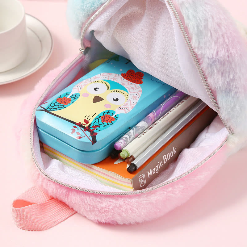 Rucksack für Frauen Einhorn pelzigen niedlichen Cartoon Kleinkinder Kinder Schultasche