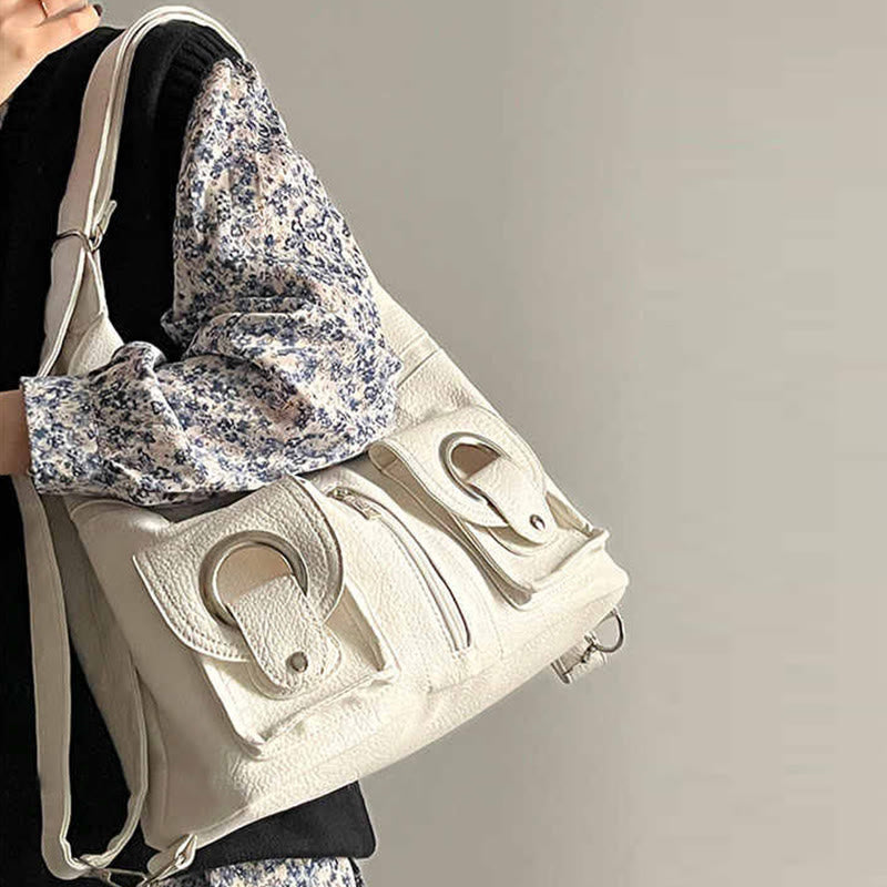 Umwandelbarer Rucksack aus weichem Leder mit zwei Fächern für Damen