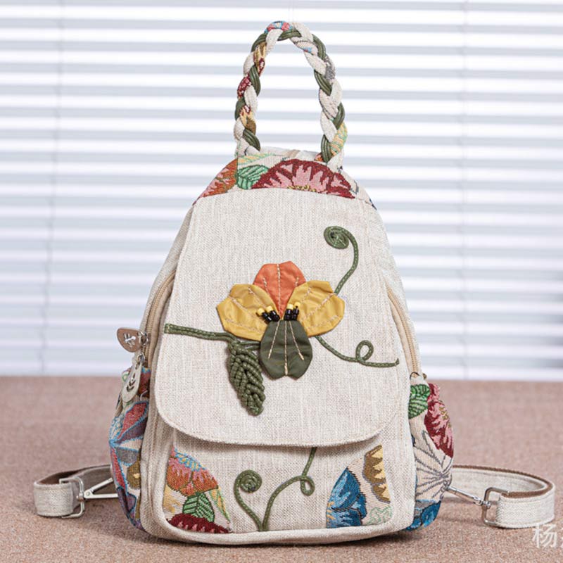 Multifunktionaler Rucksack mit großem Fassungsvermögen und nationalem Blumendruck