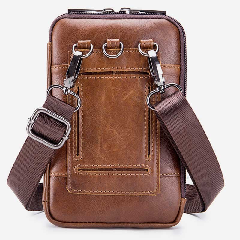 2-Wege-Verwendung Echtleder Gürtelschlaufe Holster Mini Umhängetasche