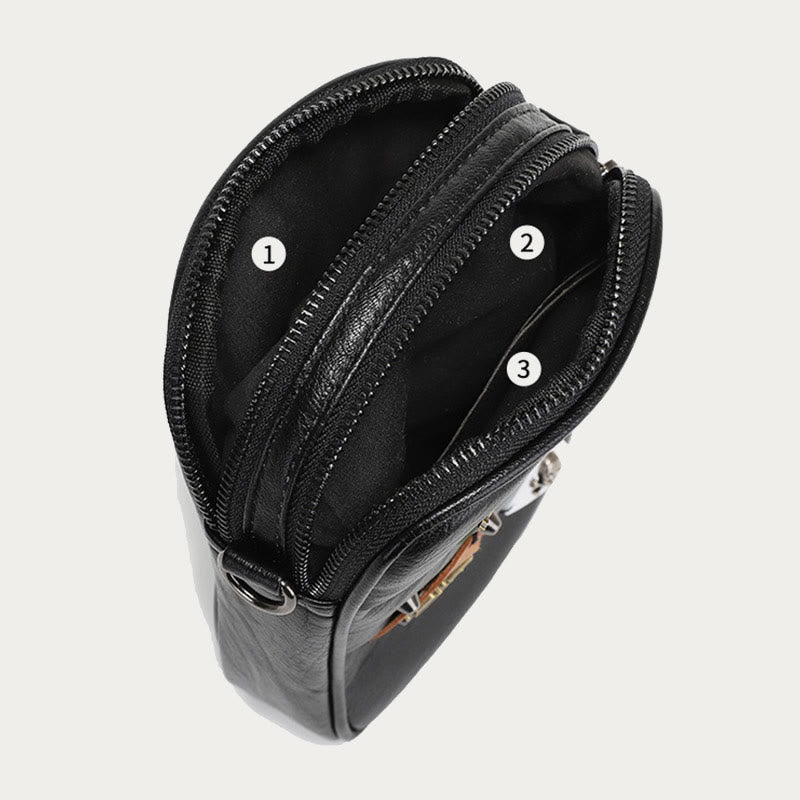 Mini-Telefontasche für Männer im Freien, Umhängetasche aus Leder