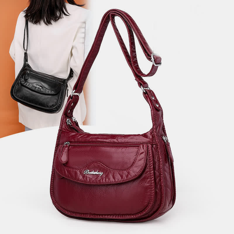 Lässige, multifunktionale Umhängetasche mit mehreren Taschen - Rot - image 0