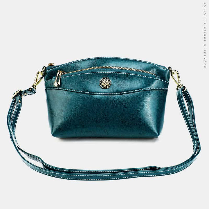 Retro-Umhängetasche aus echtem Leder für Damen, geräumige kleine Handytasche