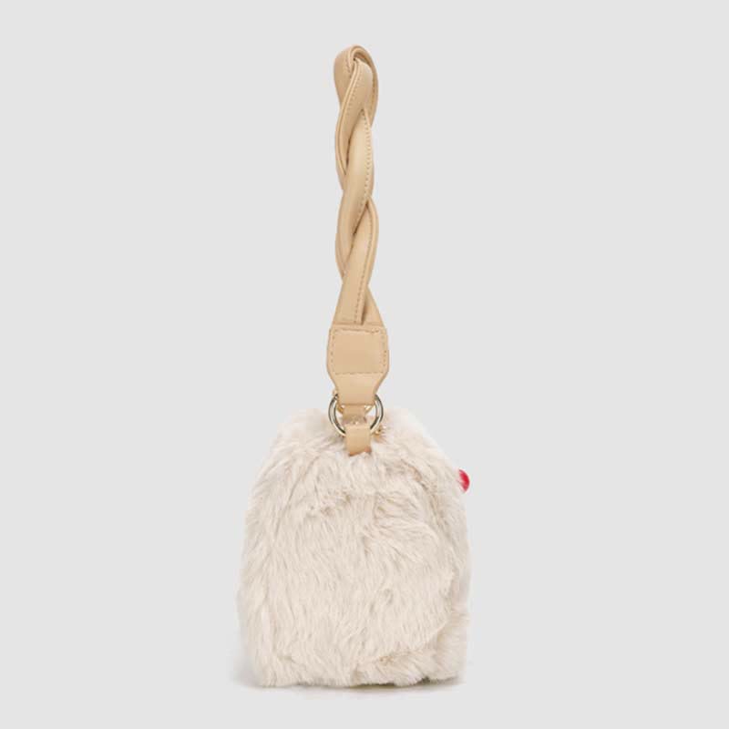 Damen Winter Plüsch Handtasche Flauschige Kirsche Crossbody Schultertasche Hobo Bag