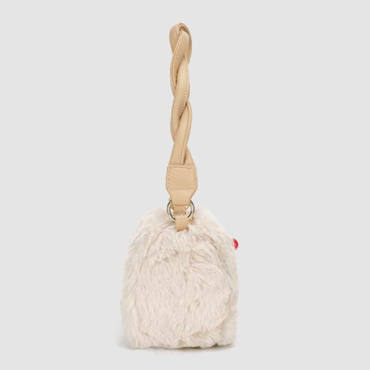 Damen Winter Plüsch Handtasche Flauschige Kirsche Crossbody Schultertasche Hobo Bag
