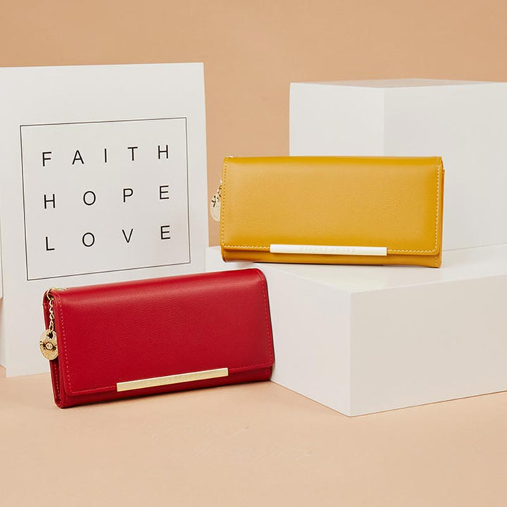 Kreditkartenetui, zweifach faltbare Clutch, große Kapazität, lange Geldbörse für Damen