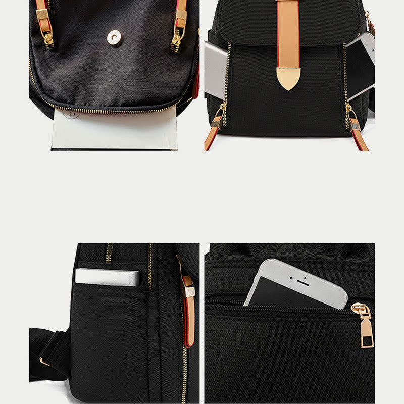 Nylon-Rucksack für Damen, einfarbig, Freizeittasche mit großer Kapazität
