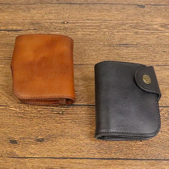 Kurze Brieftasche aus Vintage-Leder, kleine, geräumige Brieftasche mit Kartenhalter für Männer