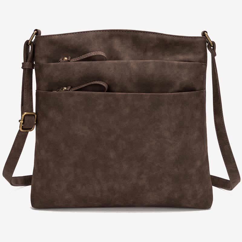Umhängetaschen für Damen, mittlere Größe, 3 Reißverschlüsse, Schulterhandtasche aus Leder