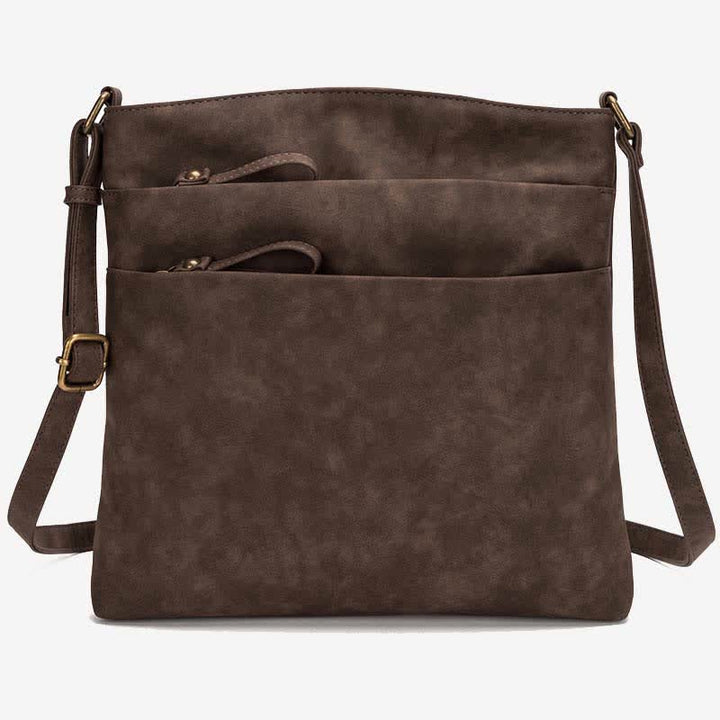 Umhängetaschen für Damen, mittlere Größe, 3 Reißverschlüsse, Schulterhandtasche aus Leder