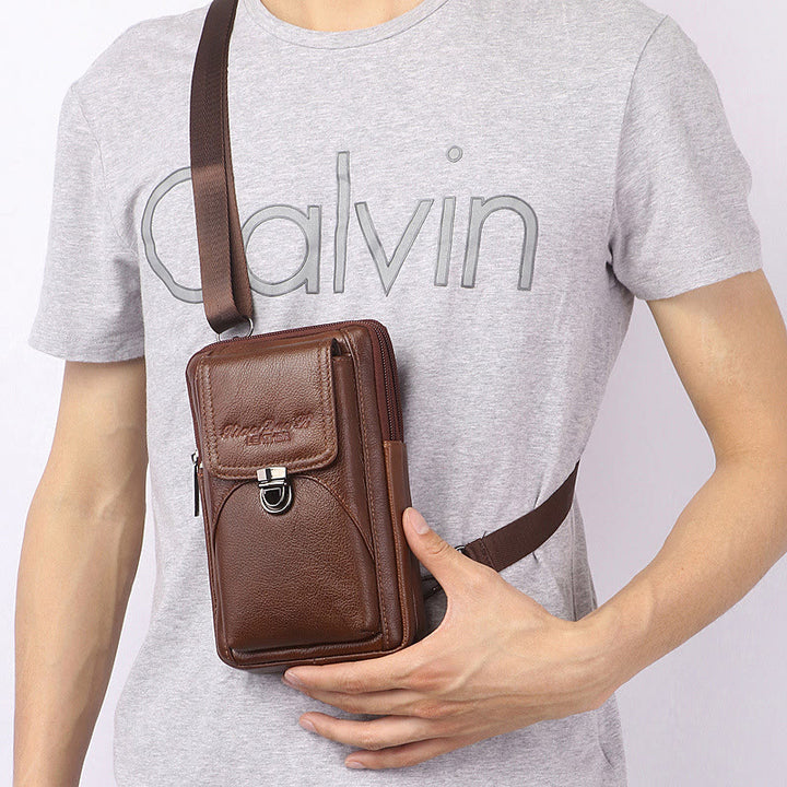 Kleine Umhängetasche für Herren, Business-Tasche aus echtem Leder, tragbar