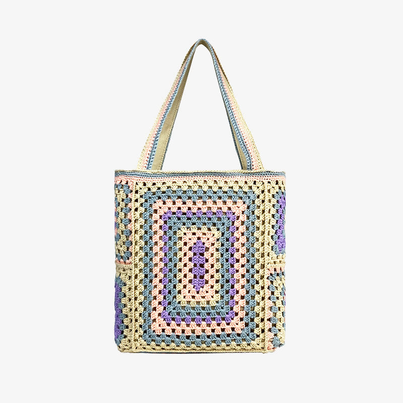 Vintage Tote für Frauen tragbare Pendlertasche handgestrickte Schultertasche