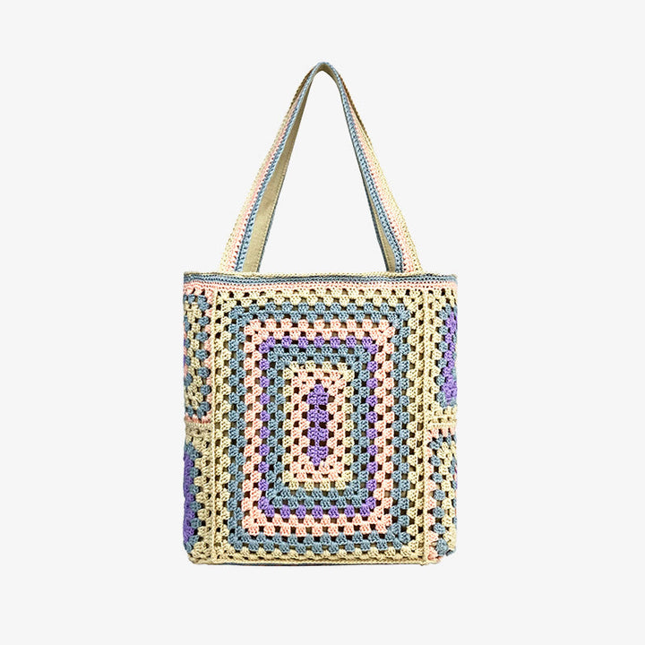 Vintage Tote für Frauen tragbare Pendlertasche handgestrickte Schultertasche