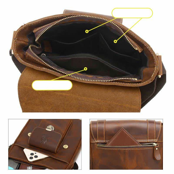Kleine Leder Messenger Bag Schultertasche Cross Body Retro Handtasche