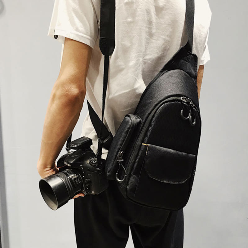 SLR-Digitalkameratasche für den Außenbereich, robuste Brusttasche aus Nylon