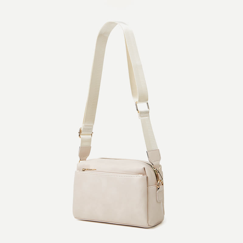 Kleine Umhängetasche mit drei Reißverschlüssen, Kunstleder, lässige Handtasche, Kamera-Geldbörse