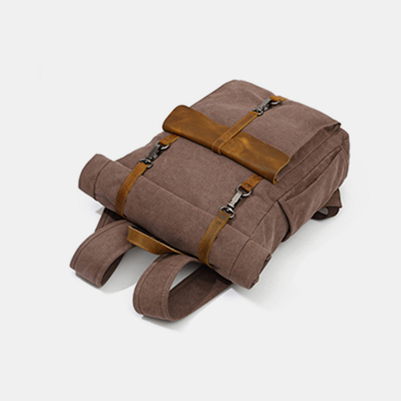 Unisex Canvas Leder Wandern Reise Rucksack Rucksack Schultasche Daypack