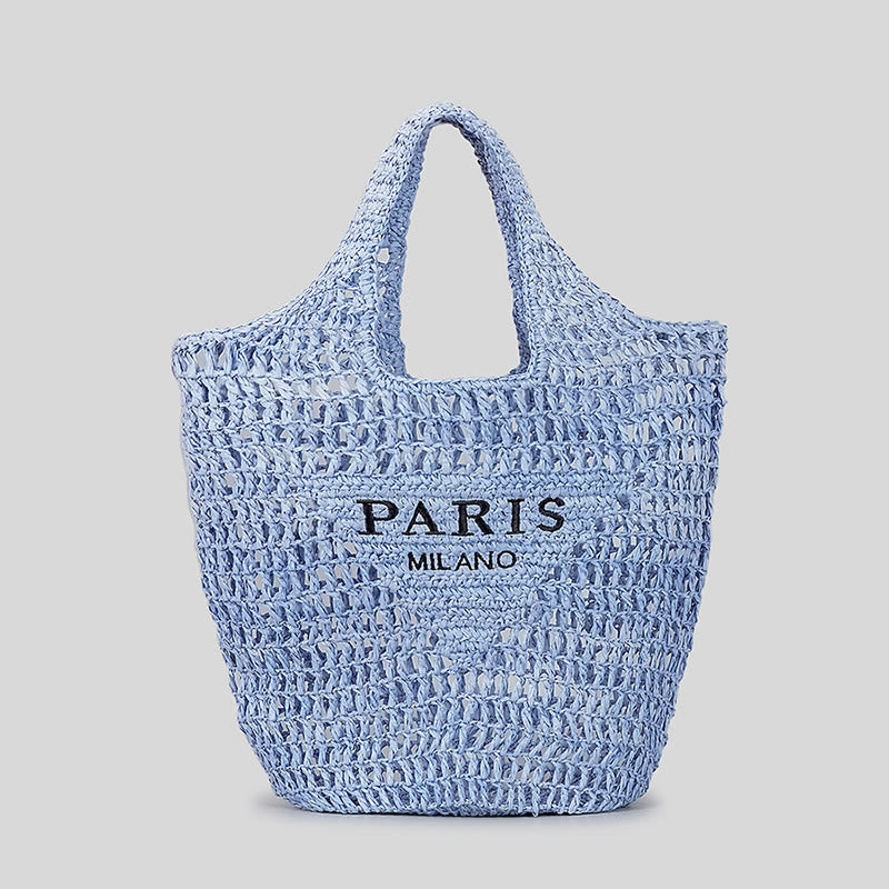 Strandtasche für Damen, gestrickte Retro-Handtasche mit ausgehöhlter Öffnung - Himmelblau - Stil A - image 16
