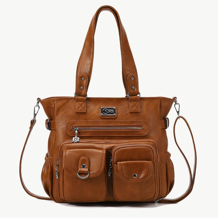 Große Umhängetasche für Damen mit mehreren Taschen und zwei Verwendungsmöglichkeiten