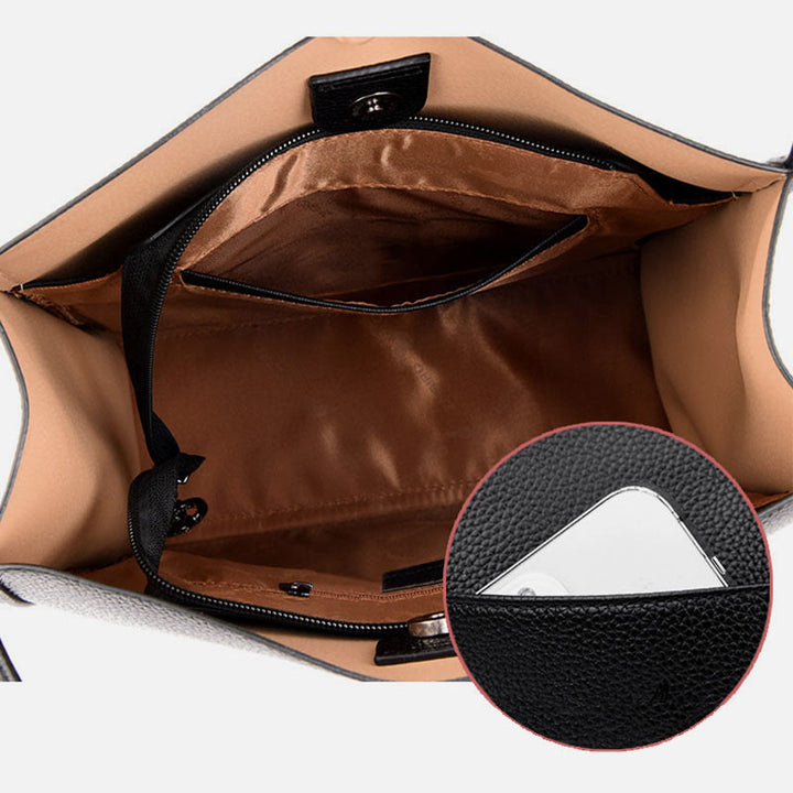 Damen Minimalist Tote Klassische Echtleder Große Unterarmtasche