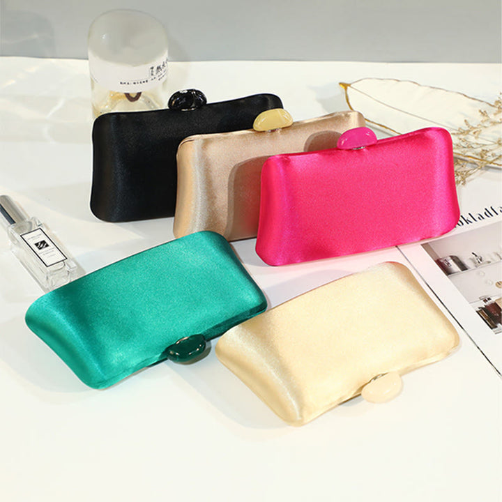 Abendtasche für Damen, schlichte, quadratische Clutch mit einfarbigem Verschluss